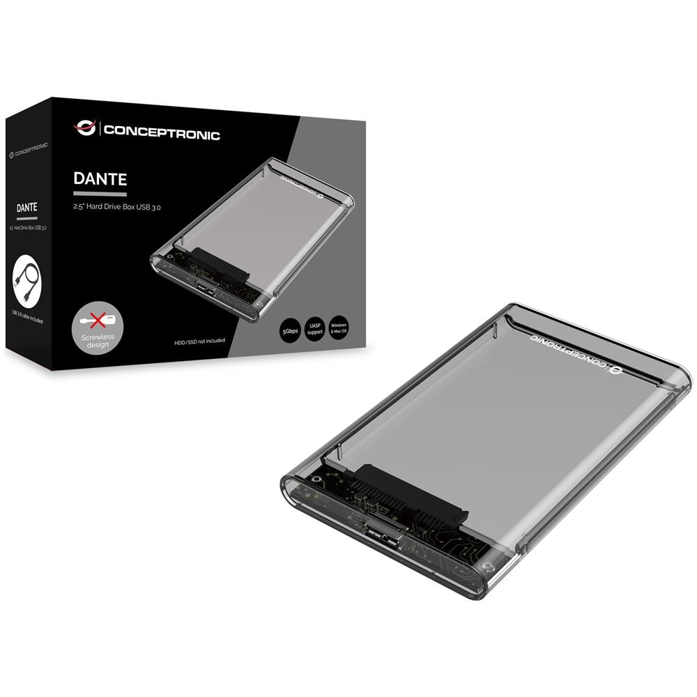 DANTE03T contenitore di unità di archiviazione Box esterno HDD /SSD Trasparente 2.5" - Foto 2