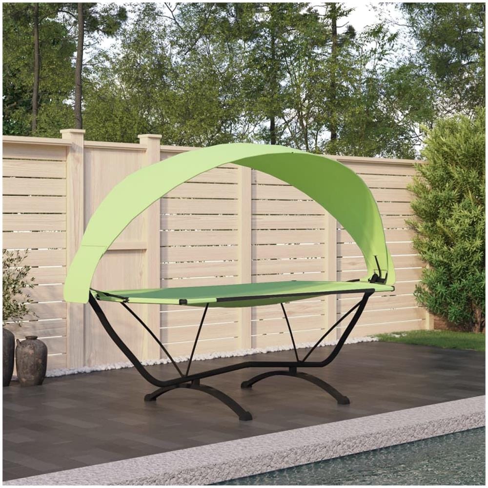 Lettino con Tettuccio Verde in Acciaio e Tessuto Oxford - Foto 1