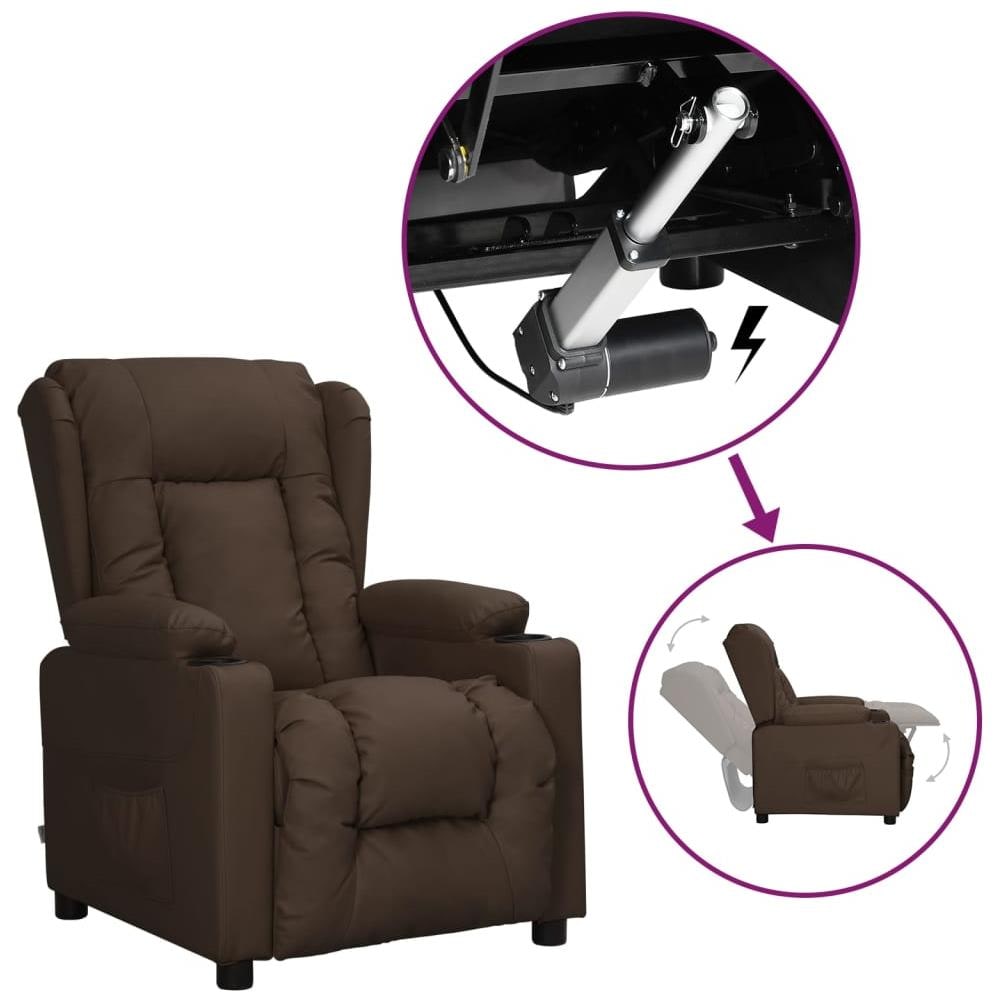 Poltrona Reclinabile A Rialzo Marrone In Similpelle - Foto 1