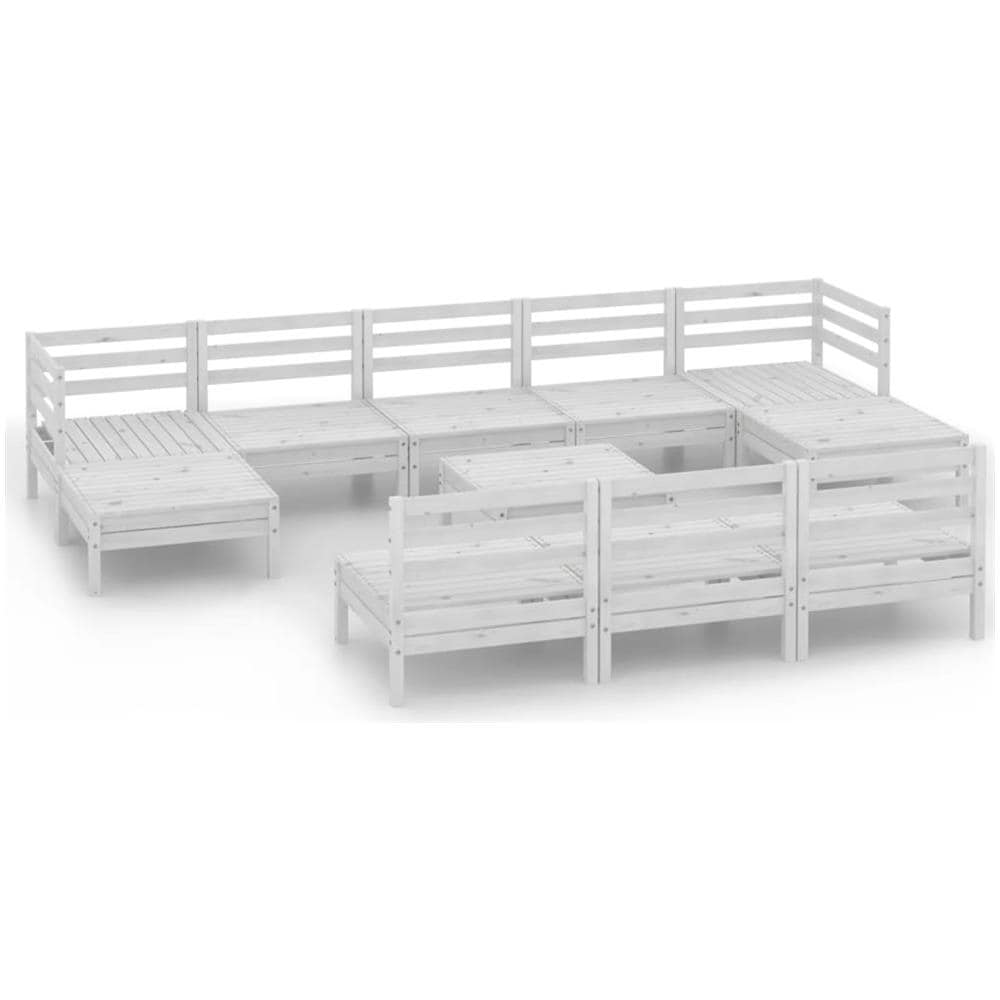 Set Divani Da Giardino 11 Pz Bianco In Legno Massello Di Pino - Foto 2