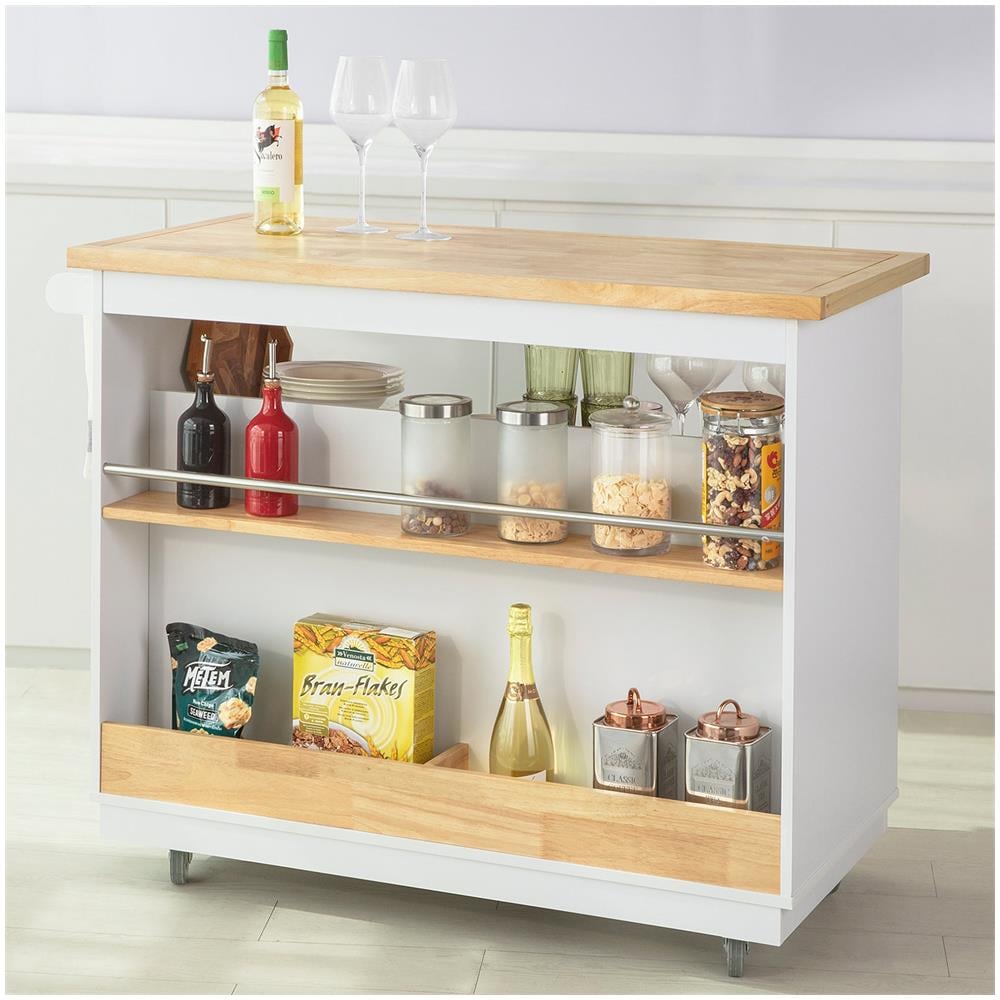 Carrello Cucina Multiuso Con Ruote - Isola Mobile Bianco, Ante E Cassetti, Piano Allungabile 120x45x90cm - Foto 10