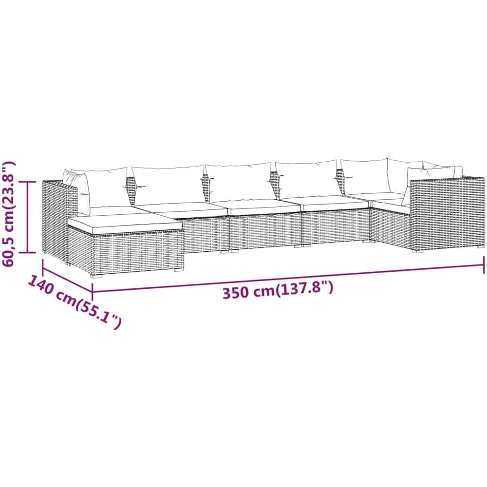 Set Divani Da Giardino 7 Pz Con Cuscini In Polyrattan Marrone - Foto 2