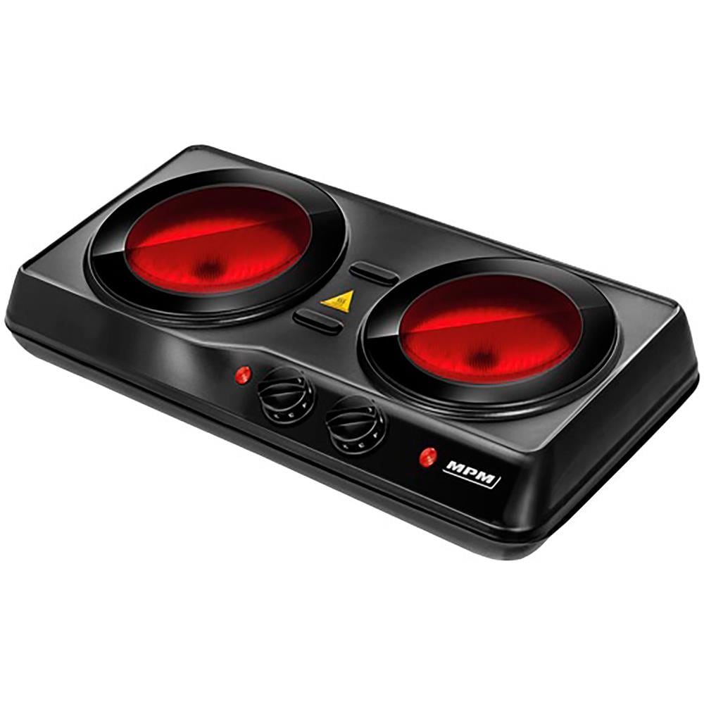 Fornello Elettrico MKE-21 in Vetroceramica con 2 Piastre Potenza 2000W Colore Nero - Foto 1