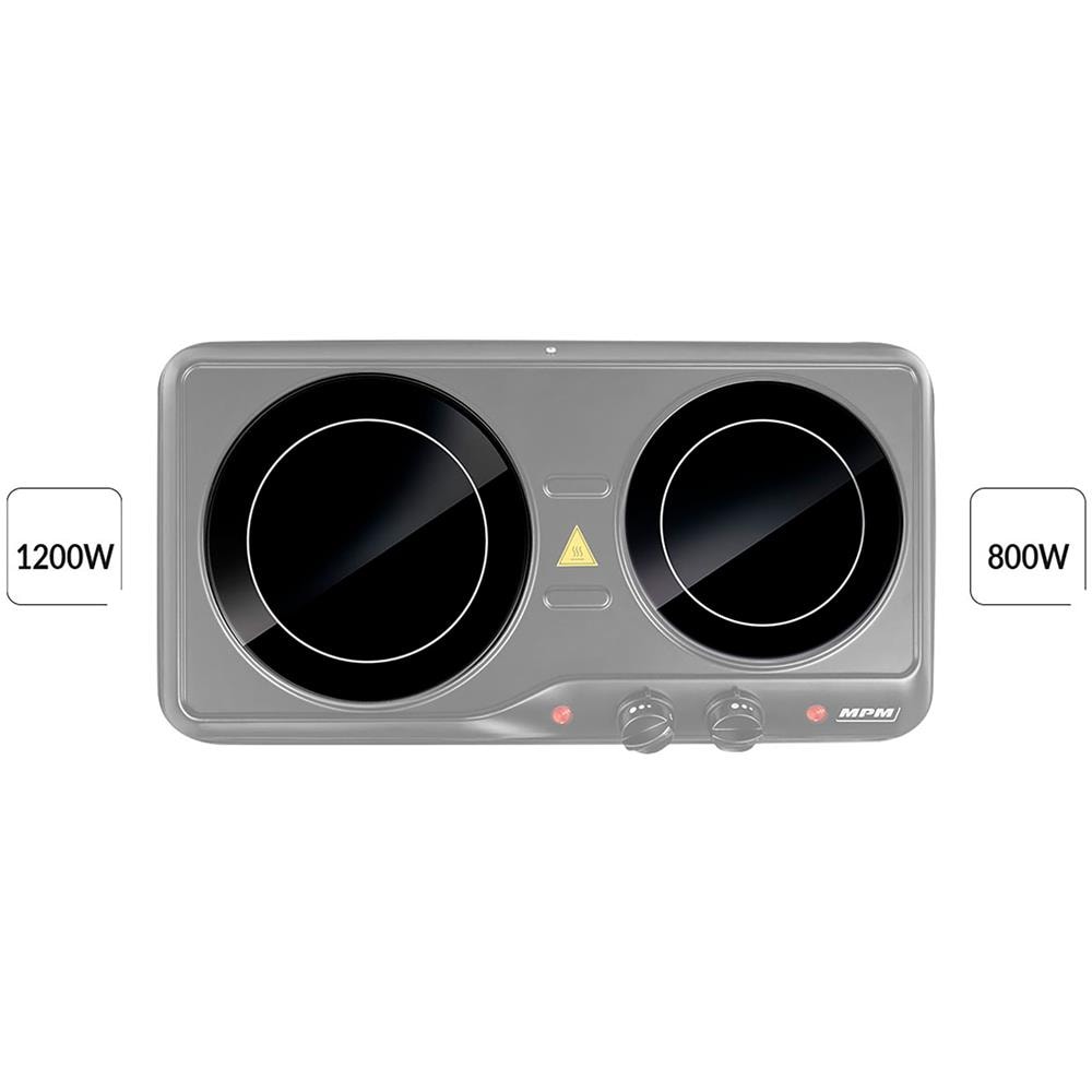 Fornello Elettrico MKE-21 in Vetroceramica con 2 Piastre Potenza 2000W Colore Nero - Foto 2