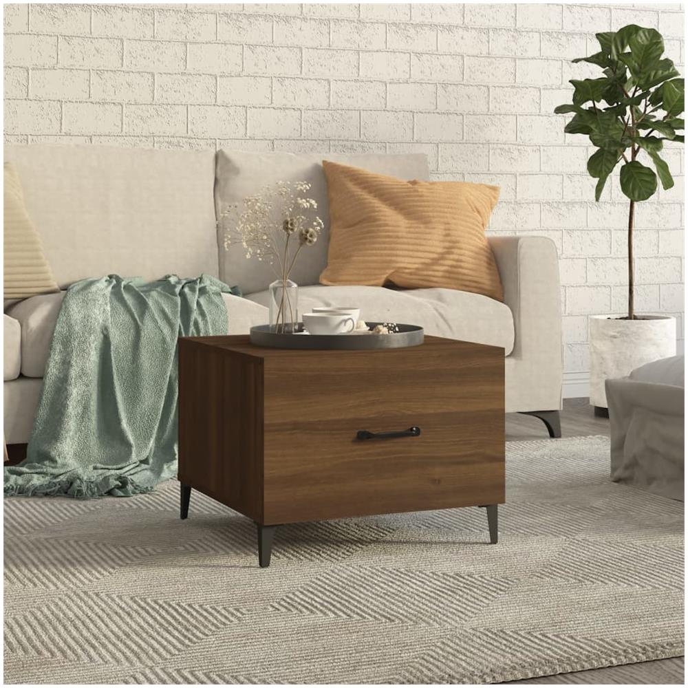 Tavolino Da Salotto Gambe In Metallo Rovere Marrone 50x50x40 Cm - Foto 1