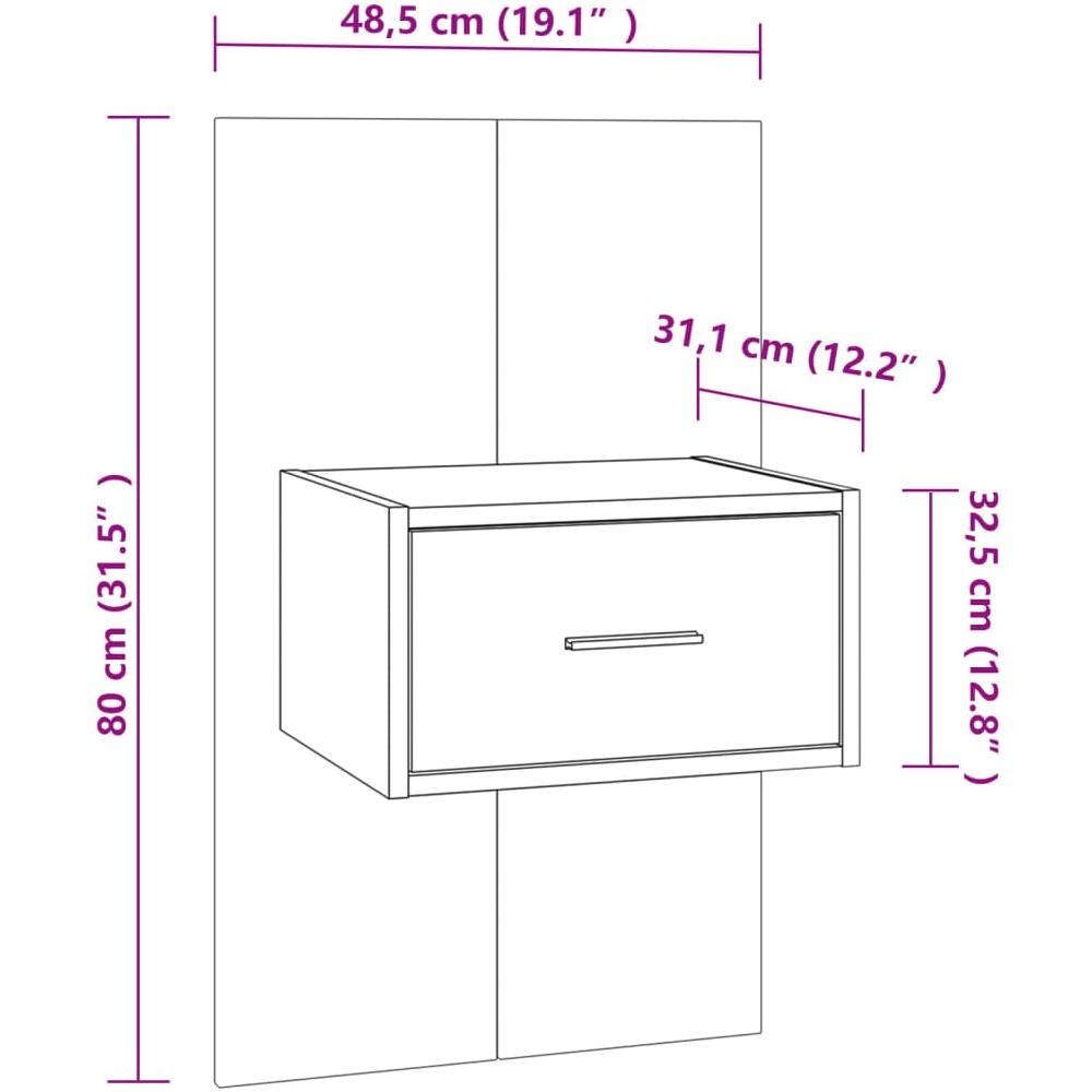 Comodino a Muro Rovere Marrone - Foto 7