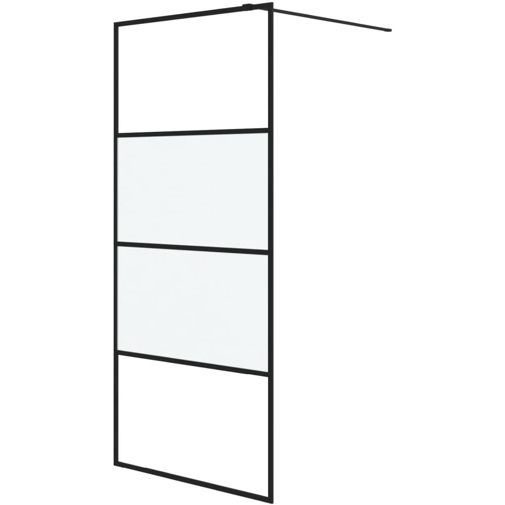 Parete Doccia Walk In Nera 90x195 Cm Vetro Semi Smerigliato Esg - Foto 2