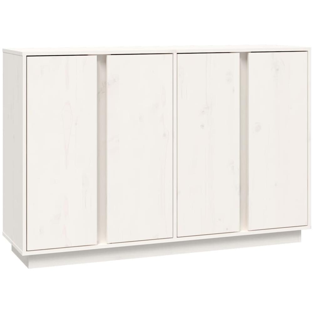 Credenza Bianca 120x35x80 Cm In Legno Massello Di Pino - Foto 2