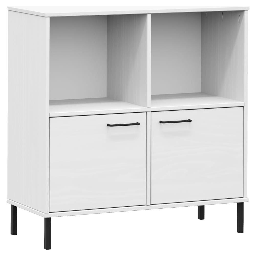 Libreria Gambe Metallo Bianco 90x35x90,5 Cm Legno Massello Oslo - Foto 2