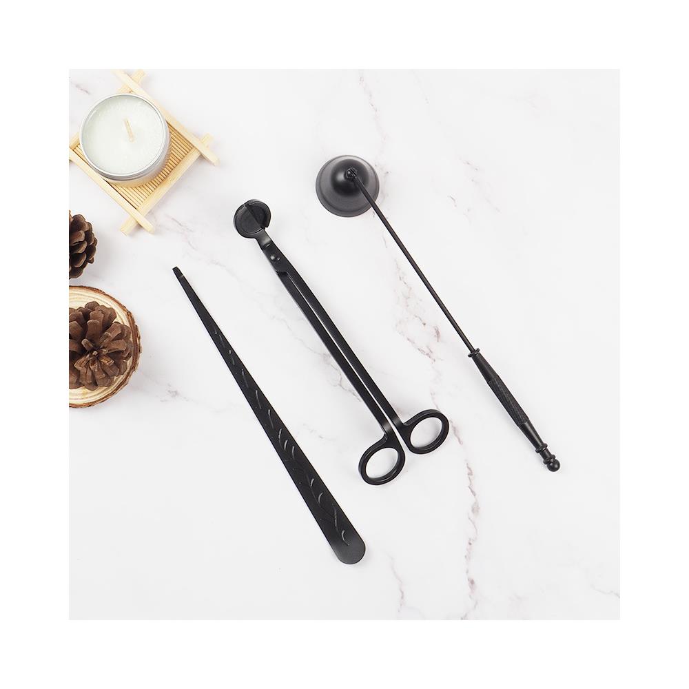 Set Di Accessori Per Candele 3 In 1 Trimmer / Spegni Stoppino / Mestolo Per Candele Nero - Foto 2