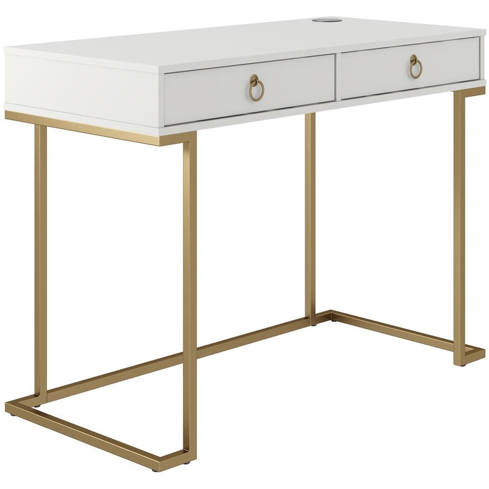 Camila Scrittoio Con 2 Cassetti In Mdf Bianco - Foto 2