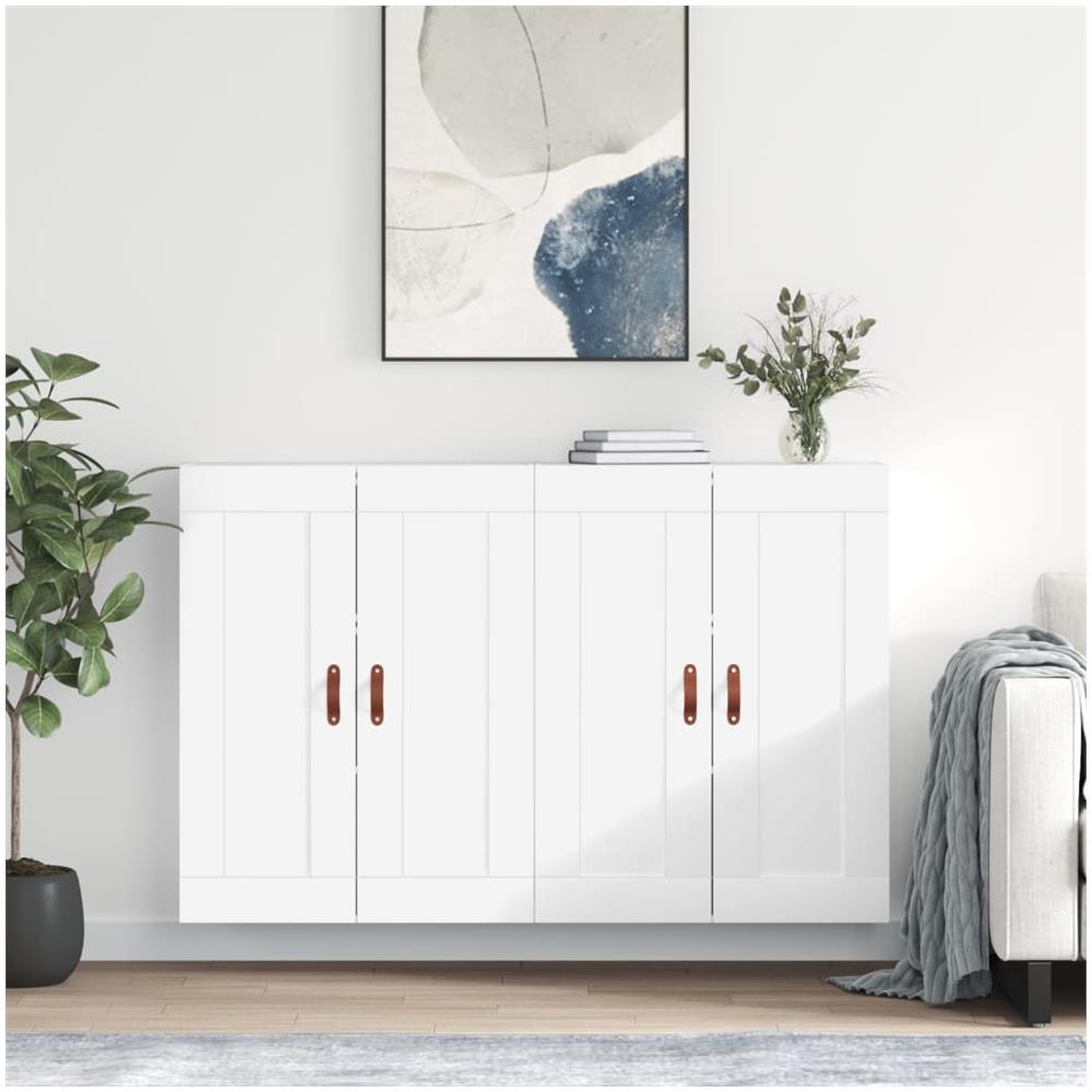 Armadietti A Parete 2 Pz Bianchi In Legno Multistrato - Foto 1