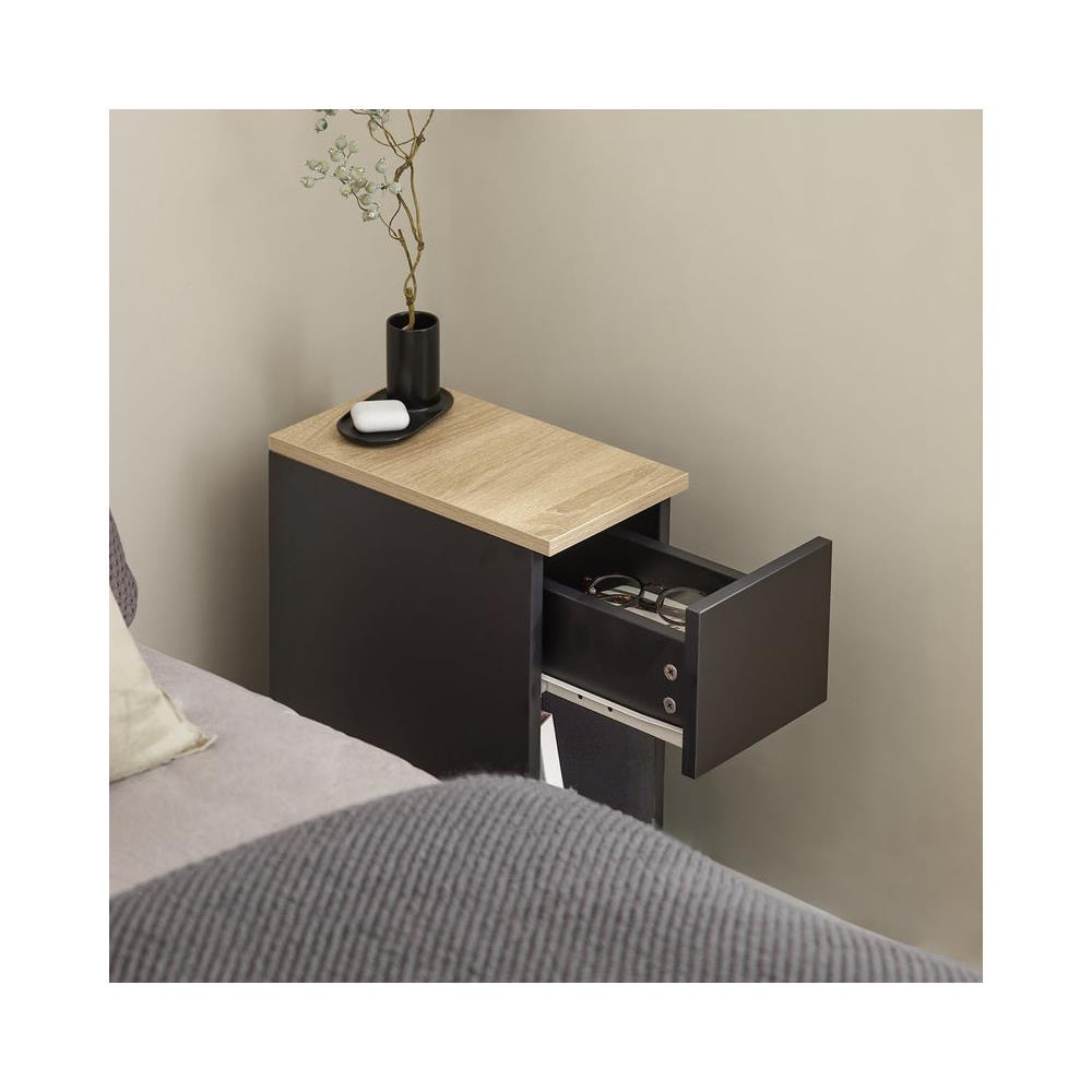 Comodino Con Cassetto Per Letto A Molle 20x60x35 Cm Nero Fbt111-sch - Foto 2