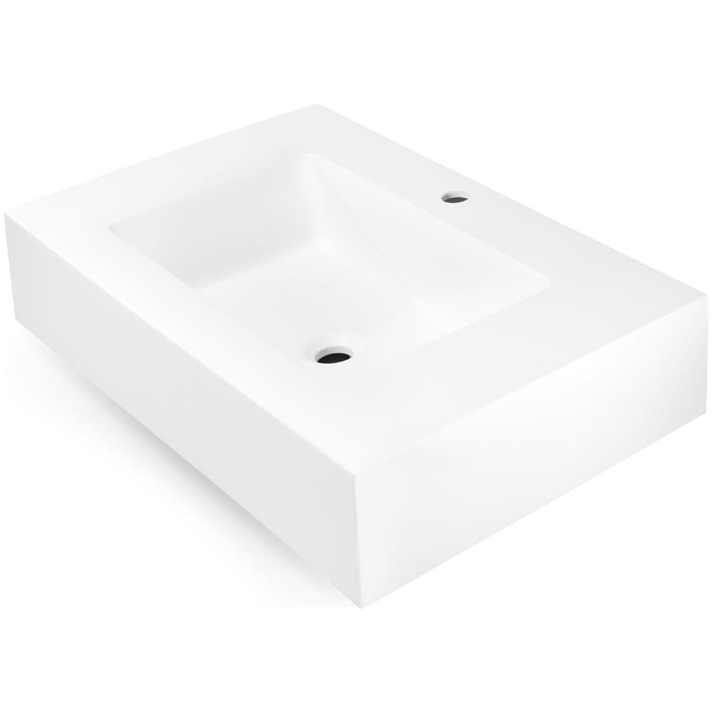 Top Lavabo Sospeso In Materiale Marmo Resina Finitura Liscia Due Colorazioni *** Misure : 100x46x15 Cm, Tinta : Bianco Opaco - Foto 1