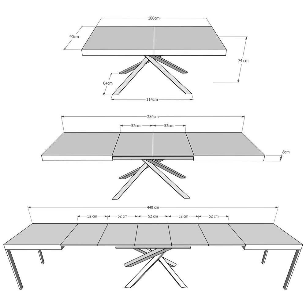 Tavolo allungabile 90x180/440 cm Karida Evolution cemento telaio antracite - Foto 5