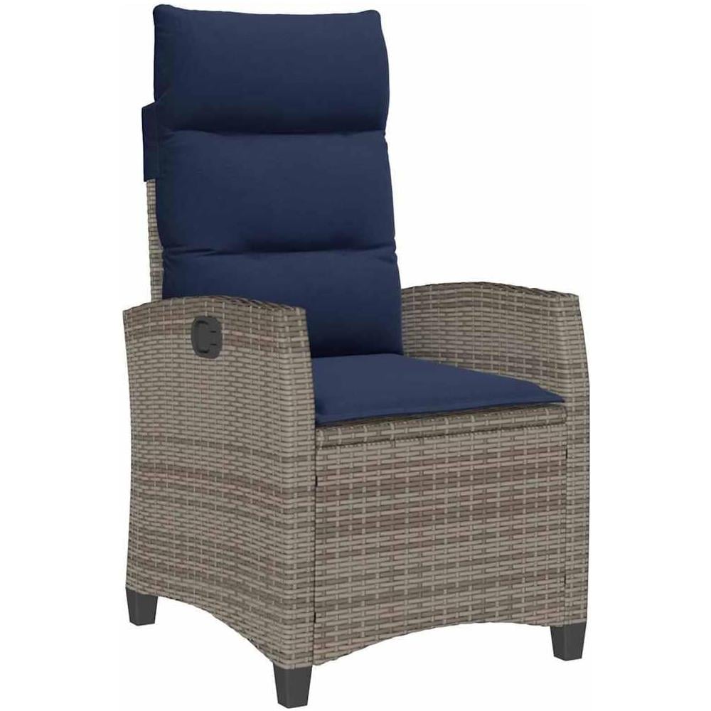 Sedia Reclinabile da Giardino con Tavolino Grigio Polyrattan - Foto 1
