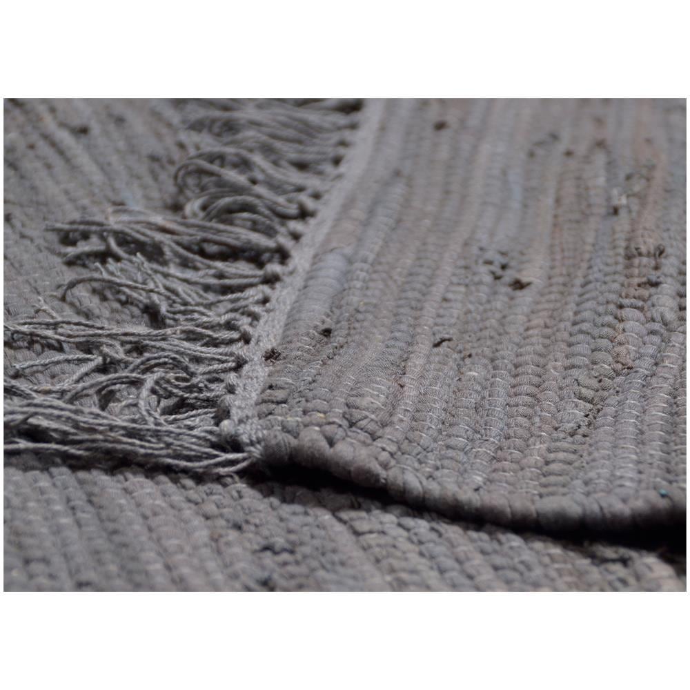Tappeto in cotone intrecciato con frange 40x60 cm antracite - Foto 1
