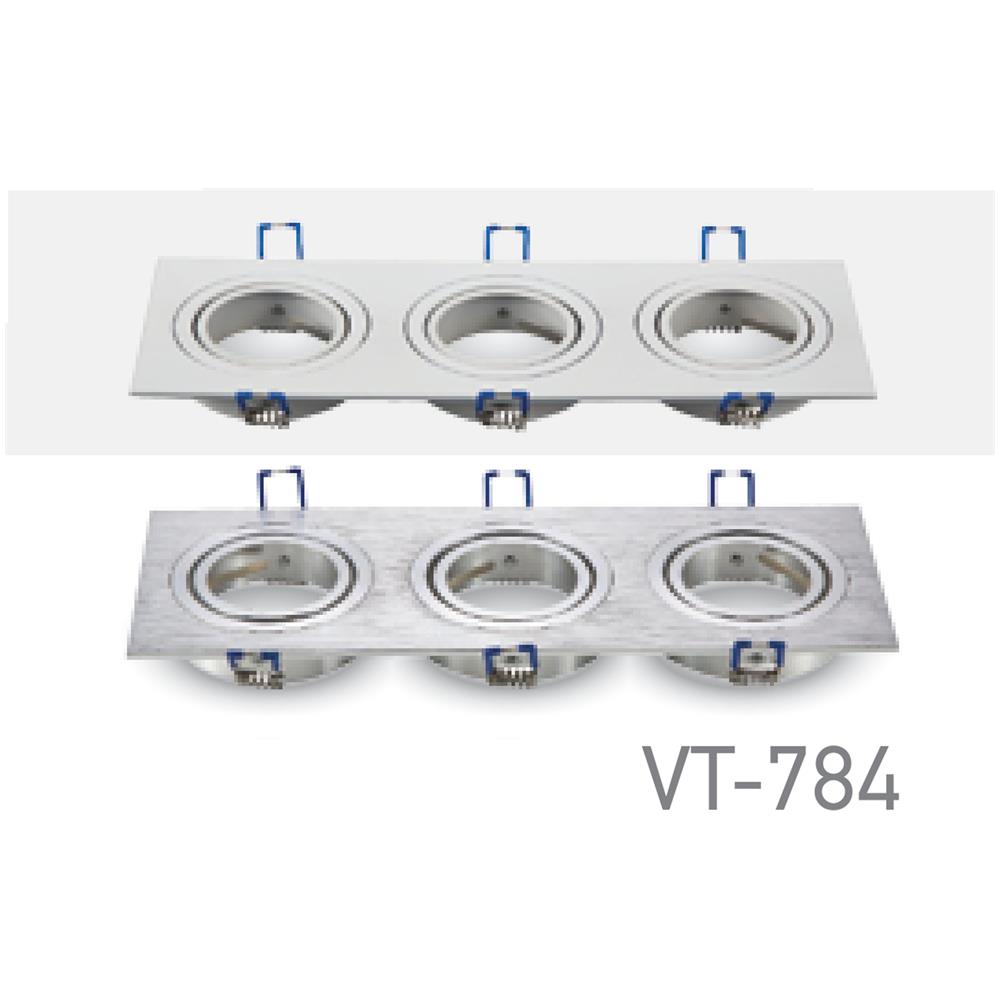 Porta Faretti Led Gu10 Incasso Tre Posti Orientabile Quadrato Alluminio Bianco Vt-784 3609 - Foto 1