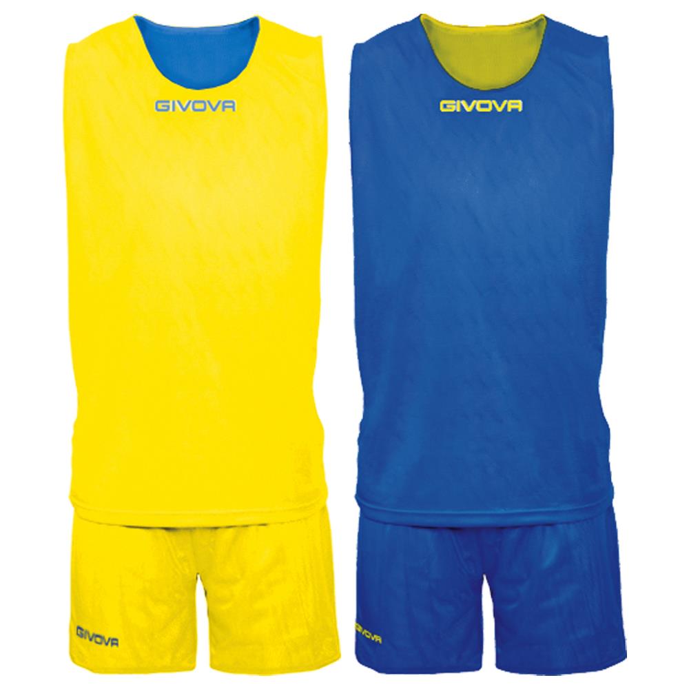 Kit Double - Completino Da Basket Reversibile Di Maglia Smanicata E Pantaloncino Di Colore Giallo / azzurro Taglia M - Foto 1