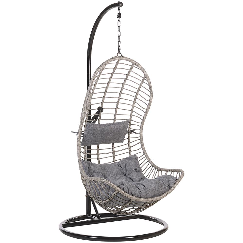 Poltrona Sospesa In Rattan Grigio Con Piedistallo Pineto - Foto 1