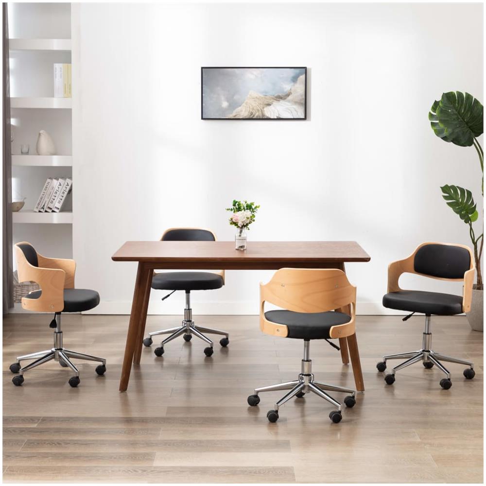 Sedie Da Pranzo Girevoli 4 Pz Nere In Legno Curvo E Similpelle - Foto 1