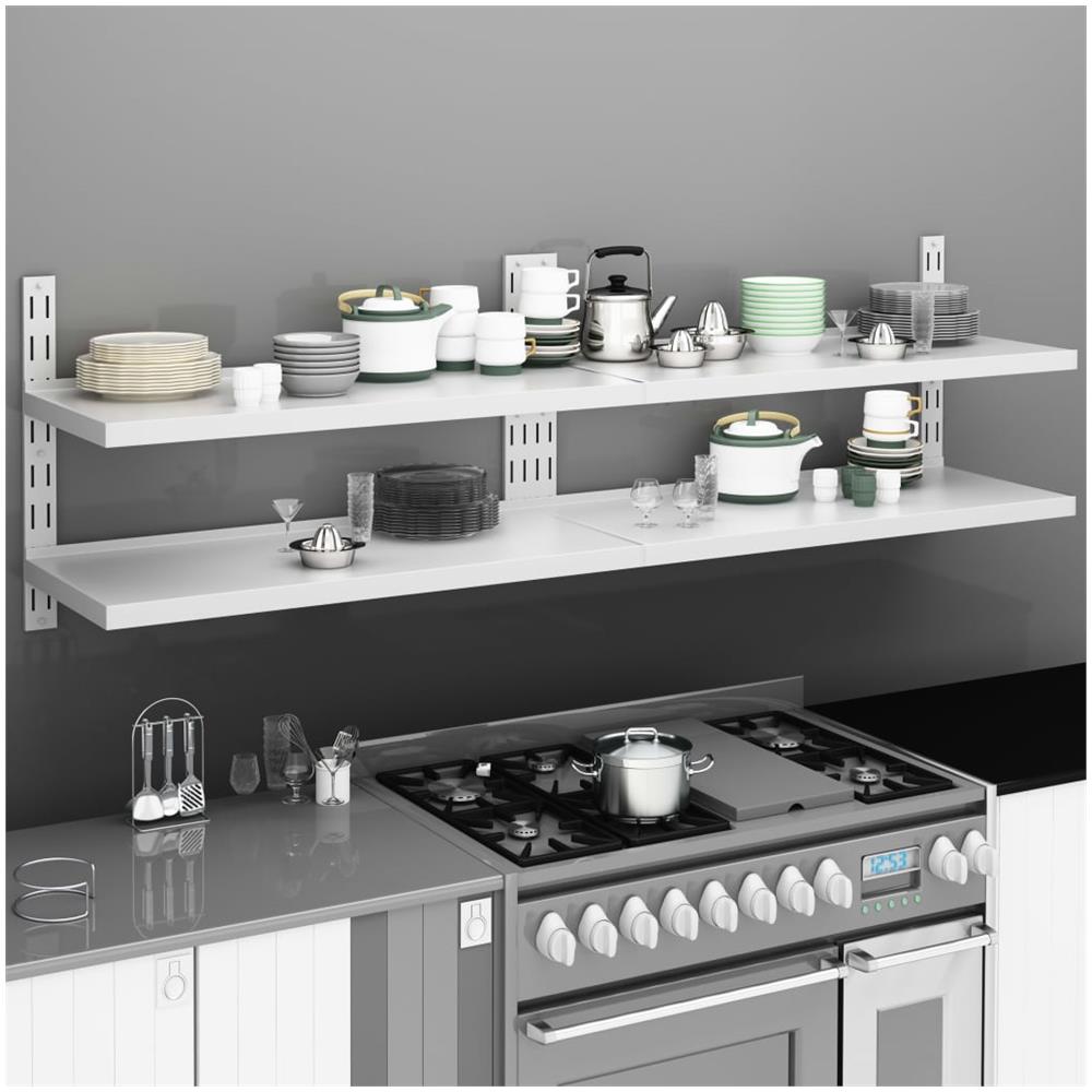Mensole Galleggianti A 2 Livelli 2 Pz In Acciaio Inox 200x30 Cm - Foto 1