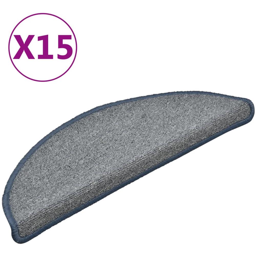 Tappetini per Scale 15 pz Grigio Chiaro e Blu 56x17x3 cm - Foto 1