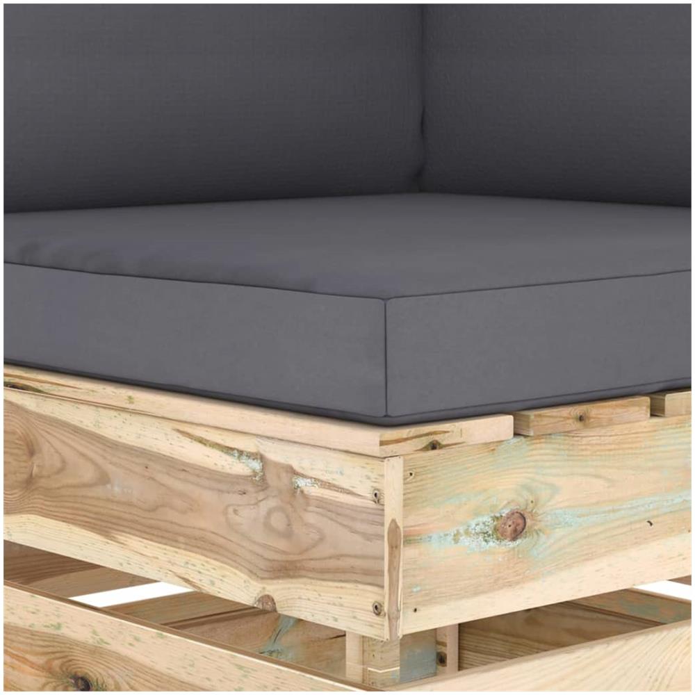 Divano Angolare Modulare con Cuscini in Legno Impregnato Verde - Foto 2