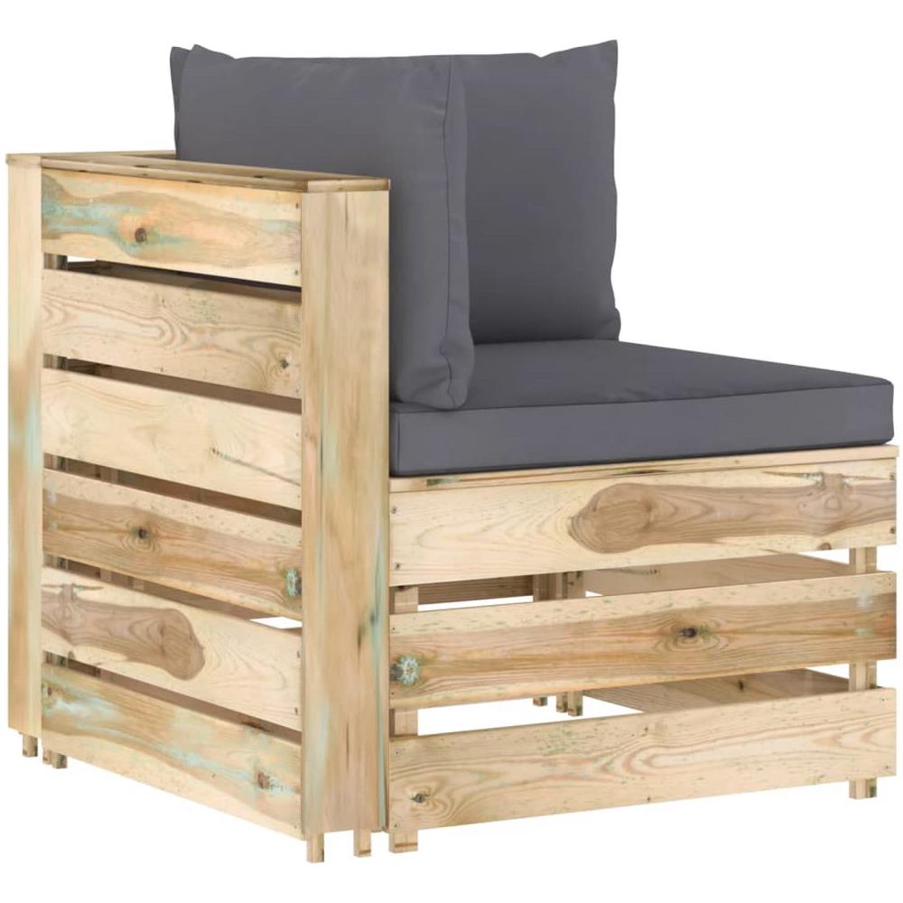 Divano Angolare Modulare con Cuscini in Legno Impregnato Verde - Foto 1