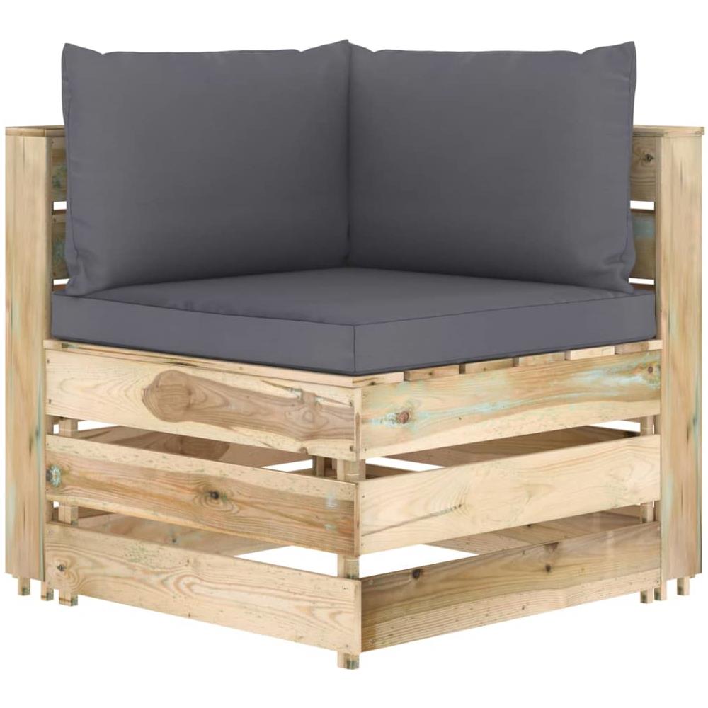 Divano Angolare Modulare con Cuscini in Legno Impregnato Verde - Foto 3