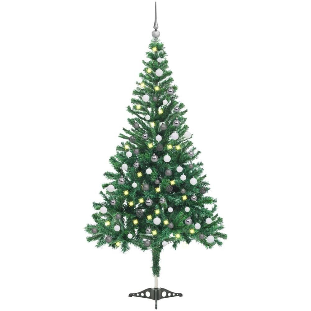 Albero Natale Artificiale con Set Palline e LED 120 cm 230 Rami - Foto 1