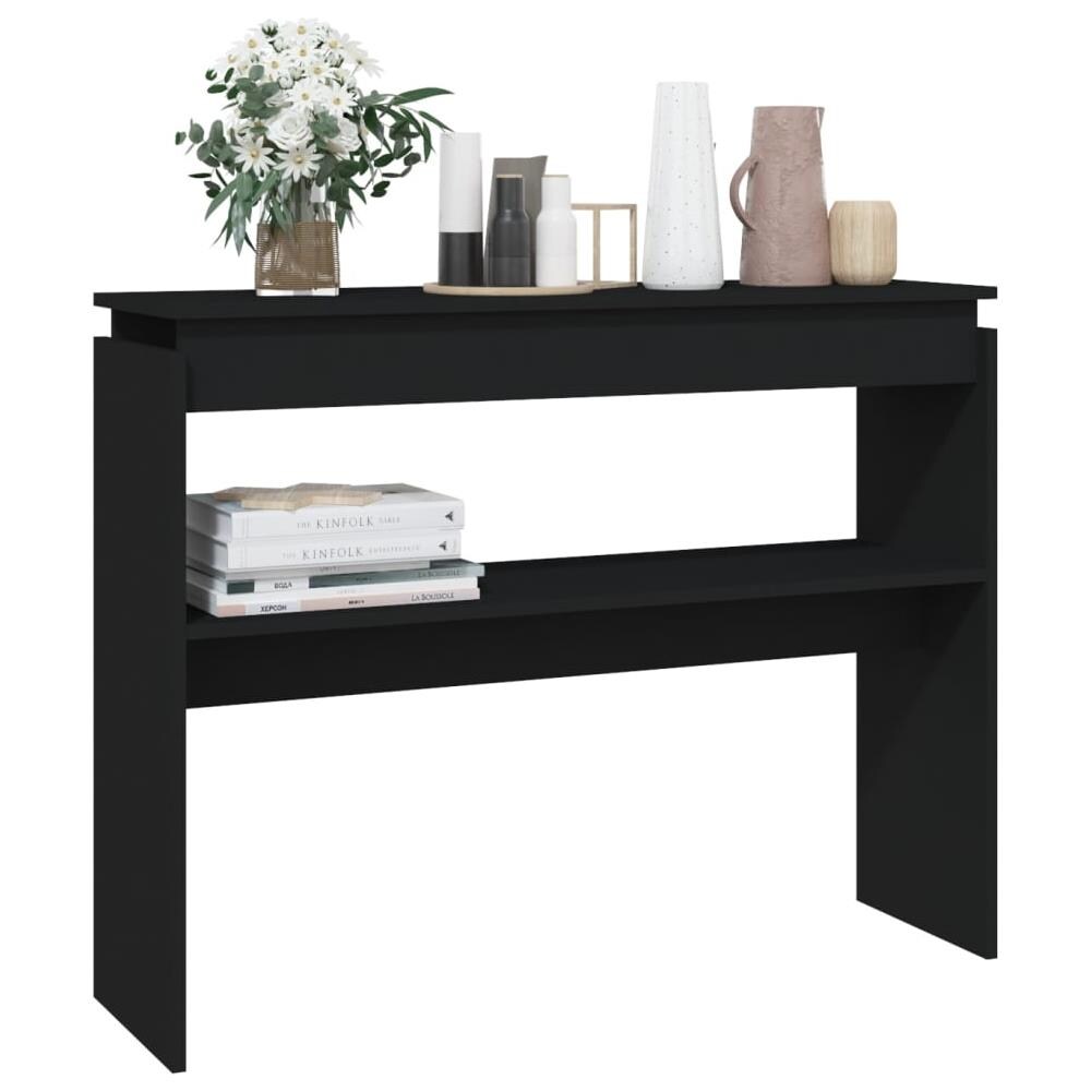 Tavolino Consolle Nero 102x30x80 cm in Legno Multistrato - Foto 3