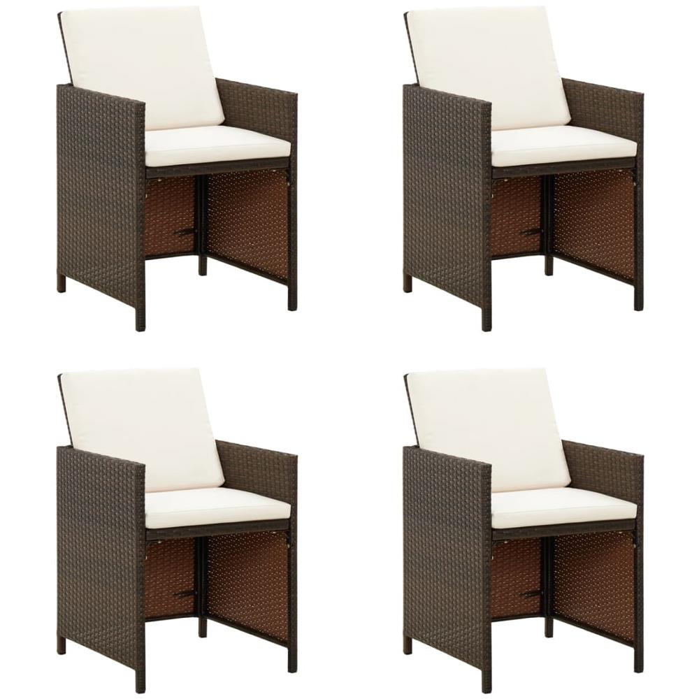 Sedie Da Giardino 4 Pz Con Cuscini In Polyrattan Marrone - Foto 1