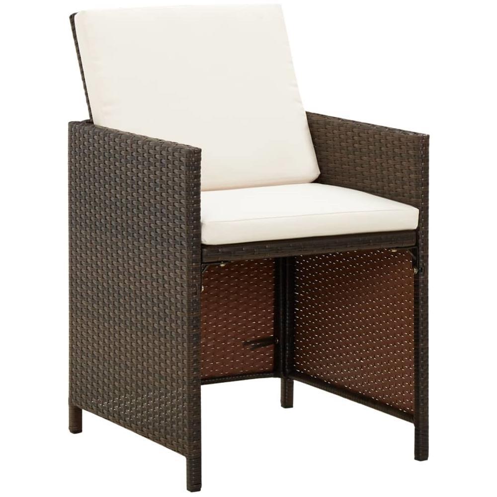 Sedie Da Giardino 4 Pz Con Cuscini In Polyrattan Marrone - Foto 2