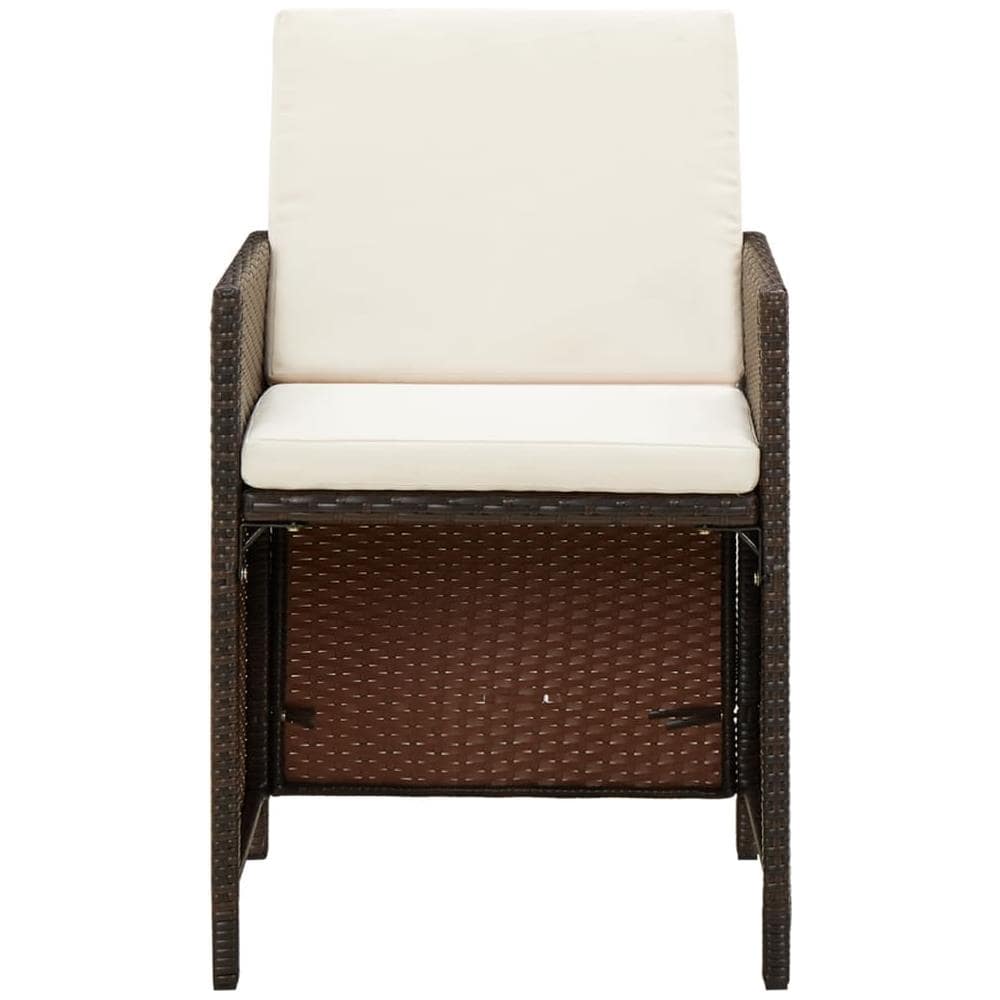 Sedie Da Giardino 4 Pz Con Cuscini In Polyrattan Marrone - Foto 3