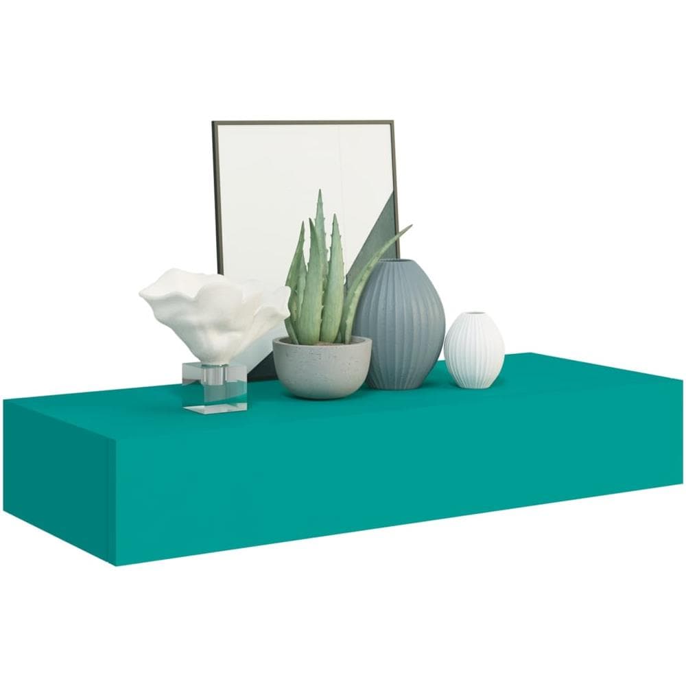 Scaffali Da Parete Con Cassetti 2 Pz Blu 60x23,5x10 Cm In Mdf - Foto 3