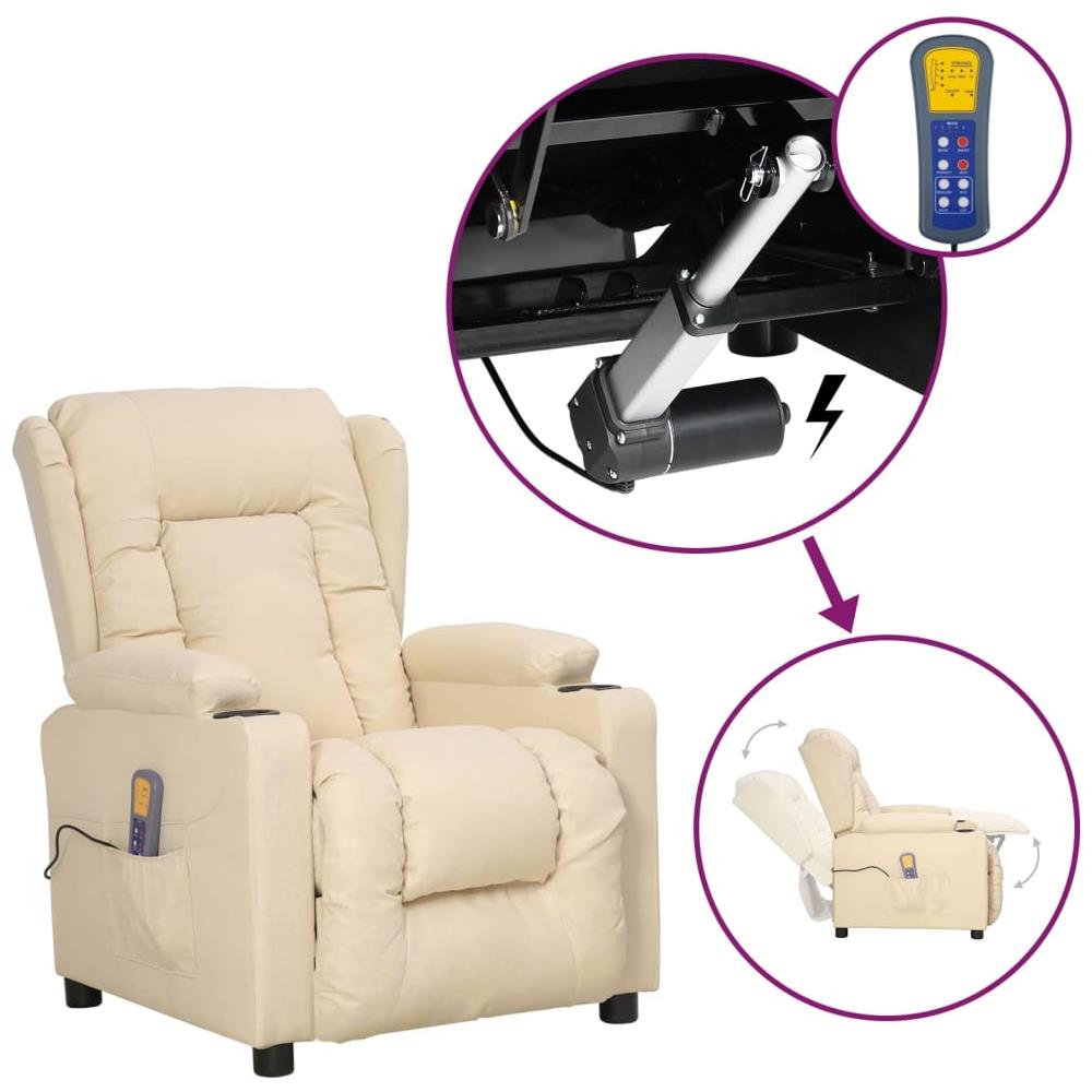 Poltrona Alzapersona Massaggiante Crema in Tessuto - Foto 1