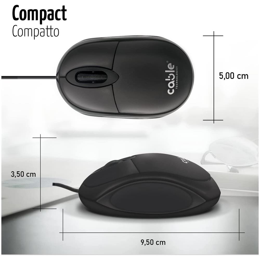 Mouse Cablato, Sensore Preciso, 1000 Dpi, 3 Pulsanti, Design Pratico E Confortevole, Mouse Per Pc Computer Notebook - Foto 2