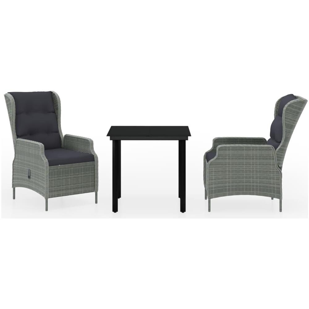 Set Mobili Da Pranzo Per Giardino 3 Pz Grigio Chiaro - Foto 2