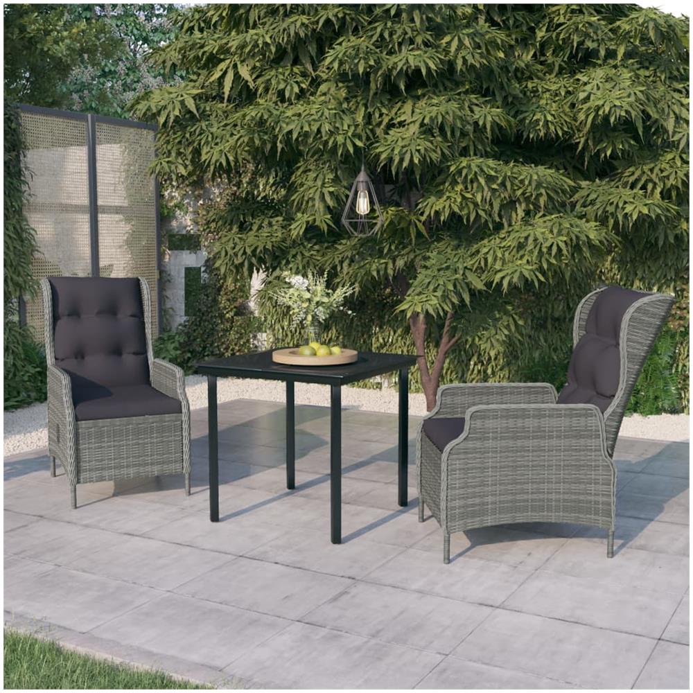 Set Mobili Da Pranzo Per Giardino 3 Pz Grigio Chiaro - Foto 1