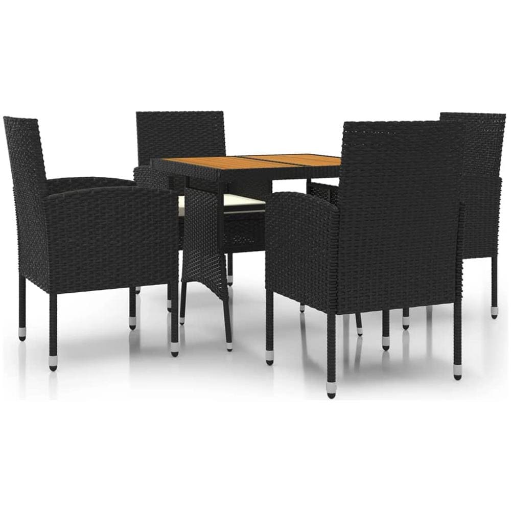 Set Da Pranzo Per Giardino 5 Pz In Polyrattan Nero - Foto 1
