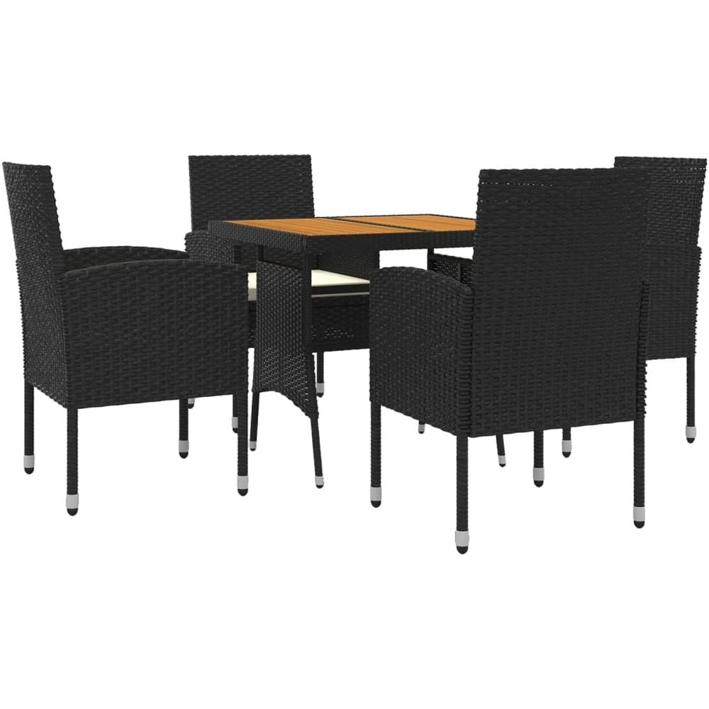 Set Da Pranzo Per Giardino 5 Pz In Polyrattan Nero - Foto 2