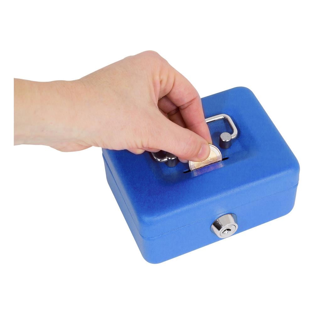 Elegant C9005 Cassetta Di Sicurezza Con Chiave Per Contare E Trasportare Denaro | Cassetta Portavalori In Acciaio Con Fessura | Cassaforte Portatile De 12,5 Cm Di Larghezza | Blu - Foto 2