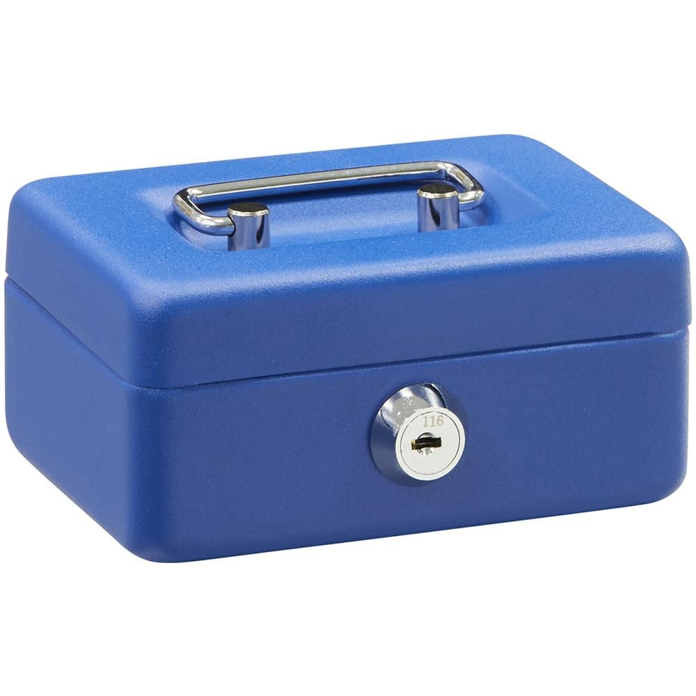 Elegant C9005 Cassetta Di Sicurezza Con Chiave Per Contare E Trasportare Denaro | Cassetta Portavalori In Acciaio Con Fessura | Cassaforte Portatile De 12,5 Cm Di Larghezza | Blu - Foto 1