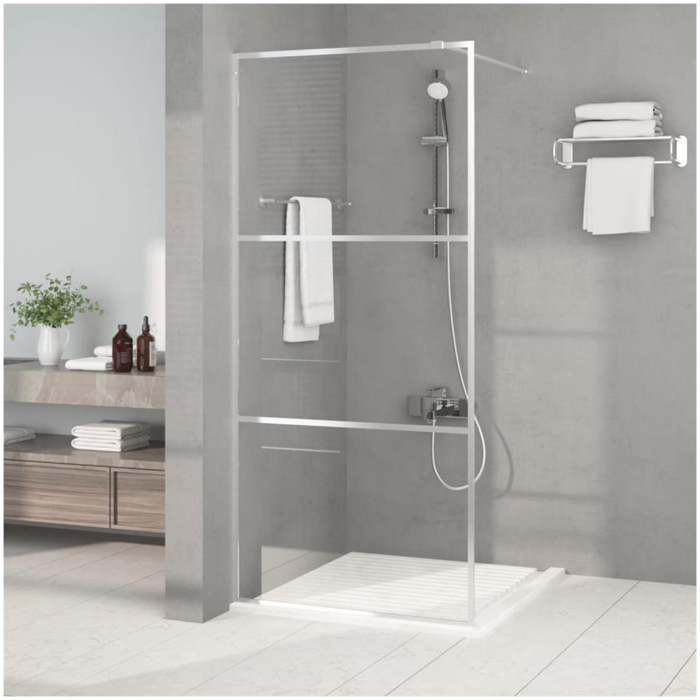 Parete Doccia Walk In Argento 90x195 Cm Vetro Trasparente Esg - Foto 1