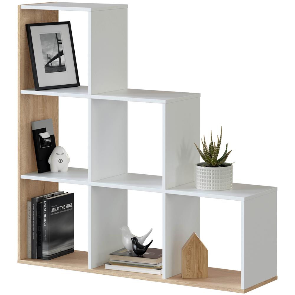 Libreria Estela Colore Bianco /rovere, Per Soggiorno, Sala Da Pranzo O Ufficio, 108 Cm (larghezza) 28 Cm (profondità) 110 Cm (altezza) - Foto 1