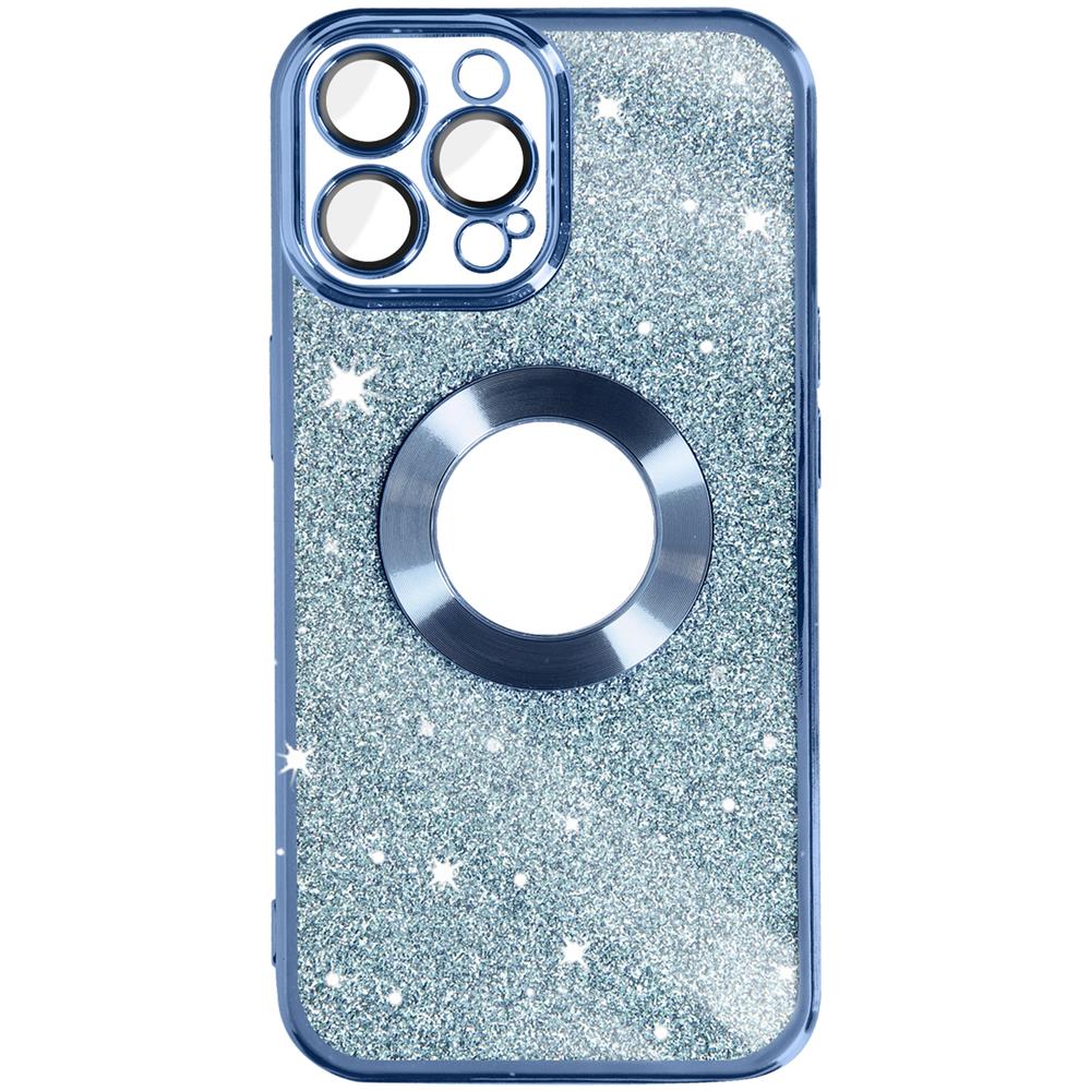 Cover Per Iphone 12 Pro Max Glitter Amovibile Silicone Protecam Spark Azzurra - Foto 1