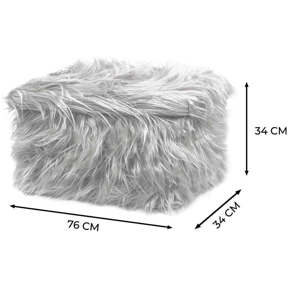 Pouf Contenitore Salotto Camera Quadrato Con Pelo Modello Double Yeti In Tinta Unita Pouf Grigio - Foto 4