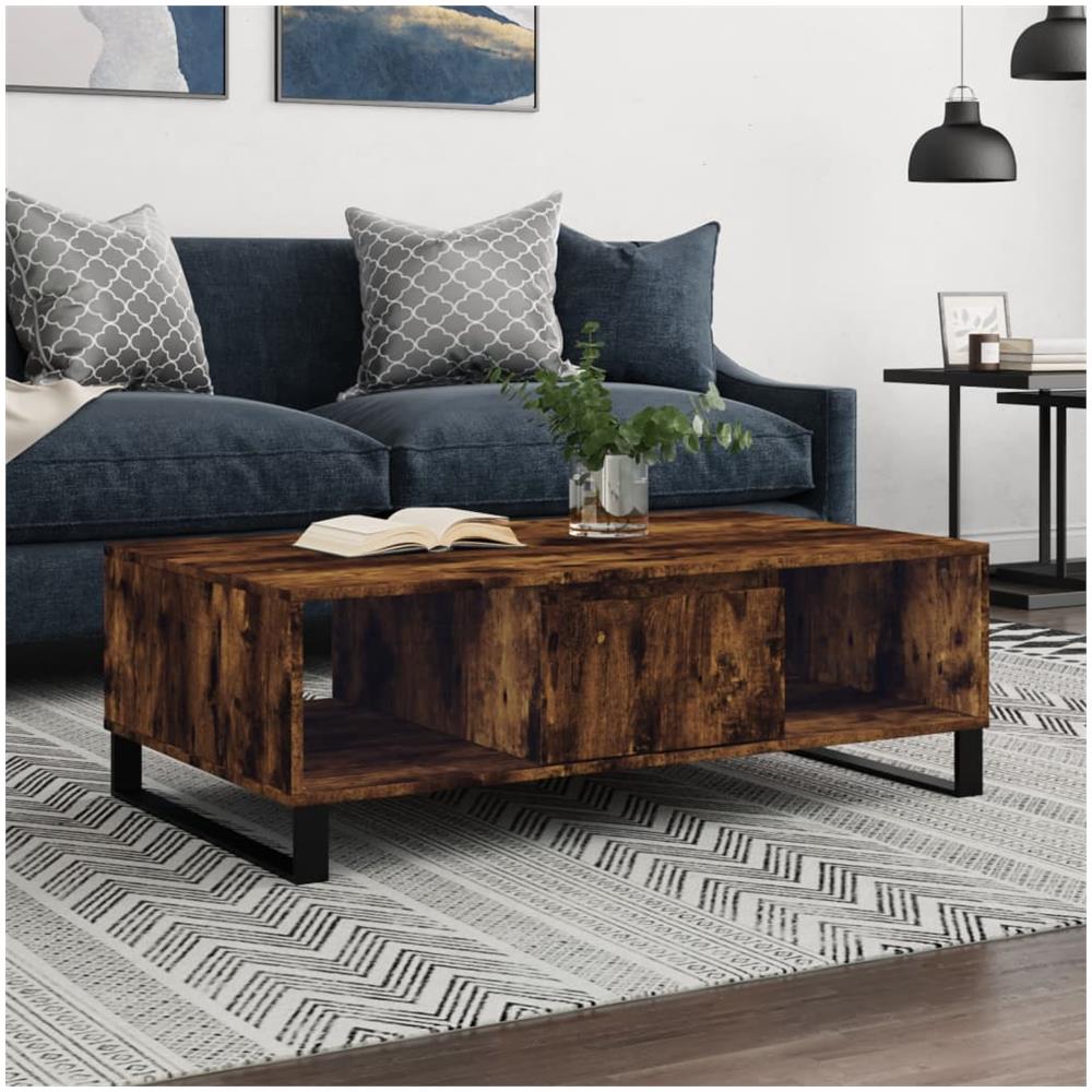 Tavolino Da Salotto Rovere Fumo 104x60x35 Cm Legno Multistrato - Foto 1
