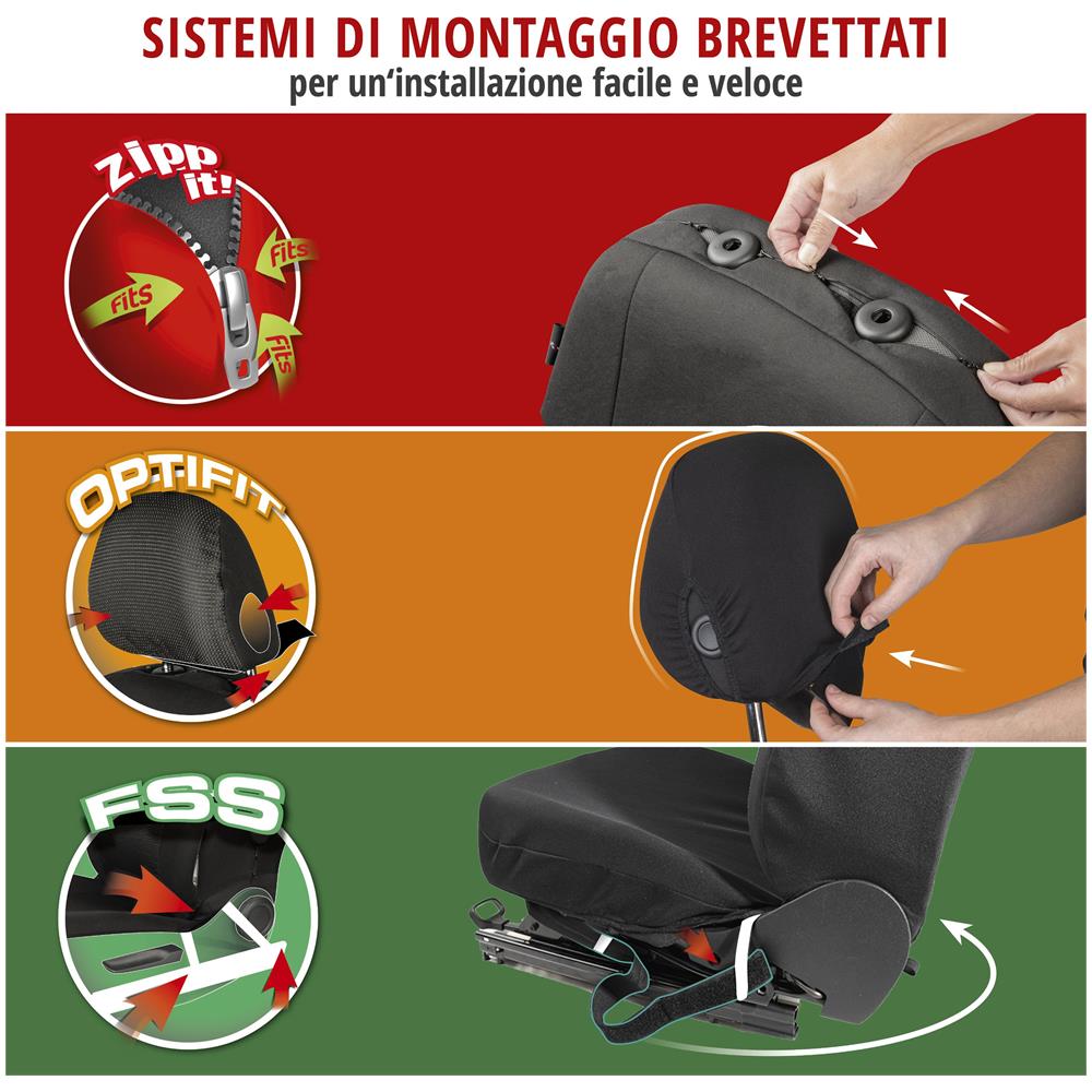 Zipp It Premium Coprisedili Logan Per Due Sedili Anteriori Con Sistema Di Chiusura Lampo Nero /rosso - Foto 6